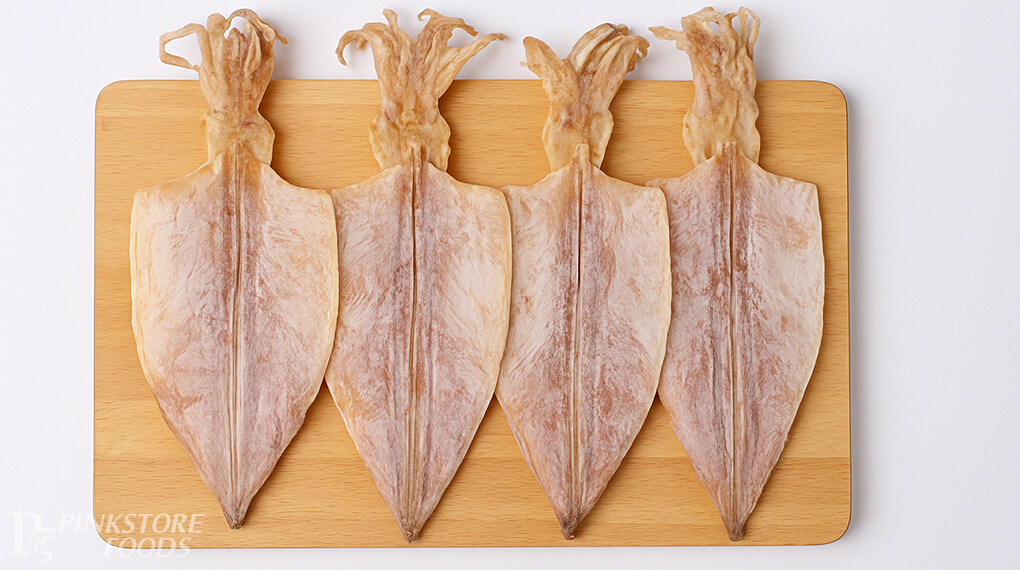 Khô Mực Câu 500g Size 35-40 Con/kg nguyên con, màu hồng nhạt tự nhiên, không pha trộn